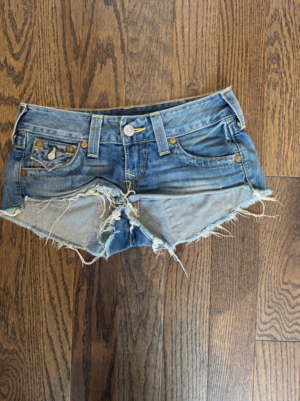 True Religion Blue Joey Denim Cutoff Shorts